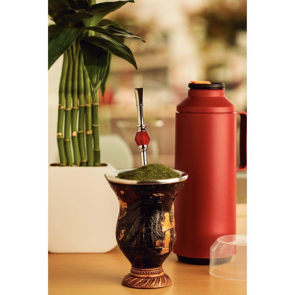 Bomba De Chimarrão Tramontina Ilex Em Aço Inox Com Rosca E Pedra ágata Vermelha 25 Cm Tramontina - 3