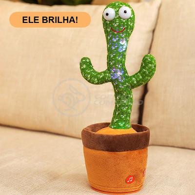 Brinquedo Cacto Dançante Pelúcia 120 Músicas Fala Repete Usb