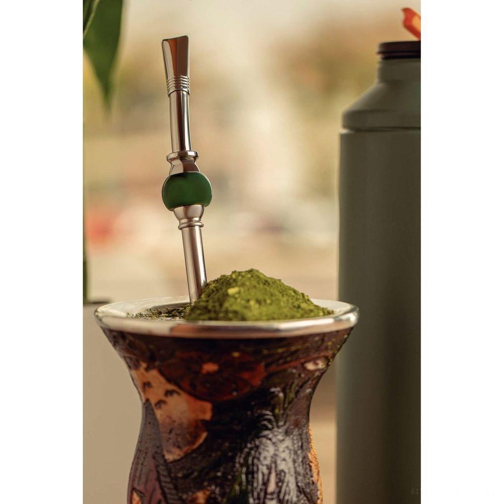 Bomba De Chimarrão Tramontina Ilex Em Aço Inox Com Rosca E Pedra ágata Verde 25 Cm Tramontina - 2