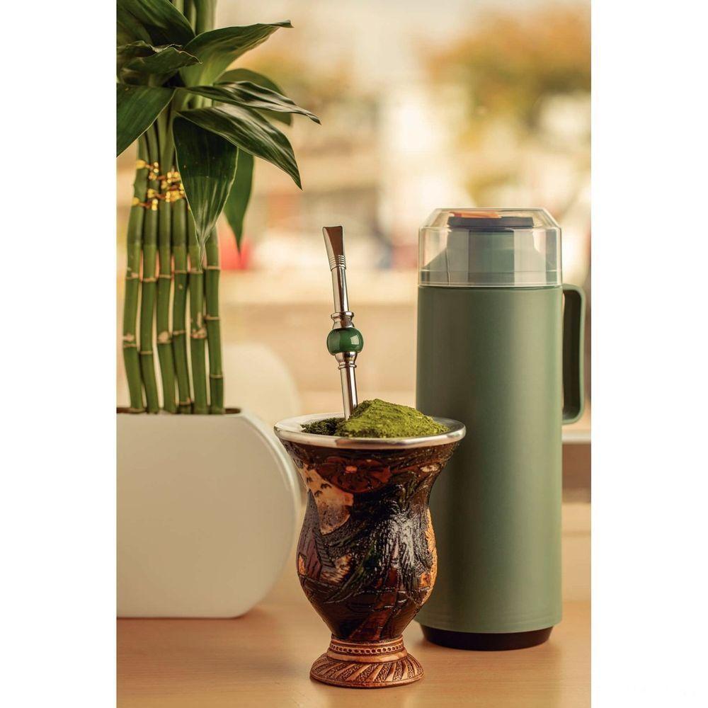 Bomba De Chimarrão Tramontina Ilex Em Aço Inox Com Rosca E Pedra ágata Verde 25 Cm Tramontina - 3