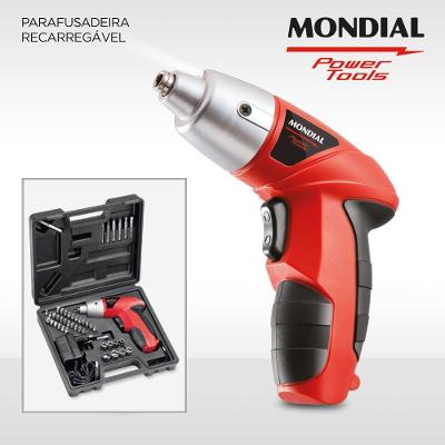 Parafusadeira Recarregável Mondial Power Biv Vermelho/preto