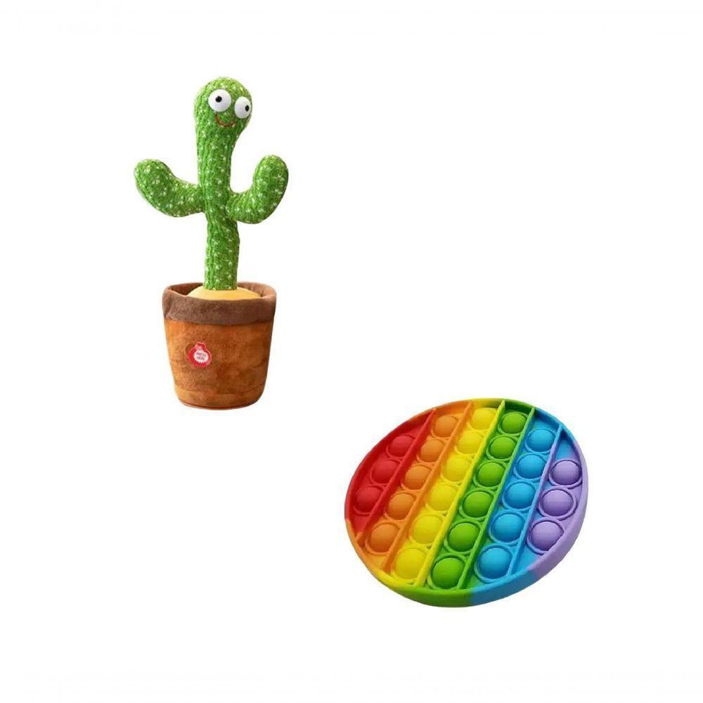 Cactos Pelúcia Dançante + Pop-It Fidget Toy Bolha Empurre - 1
