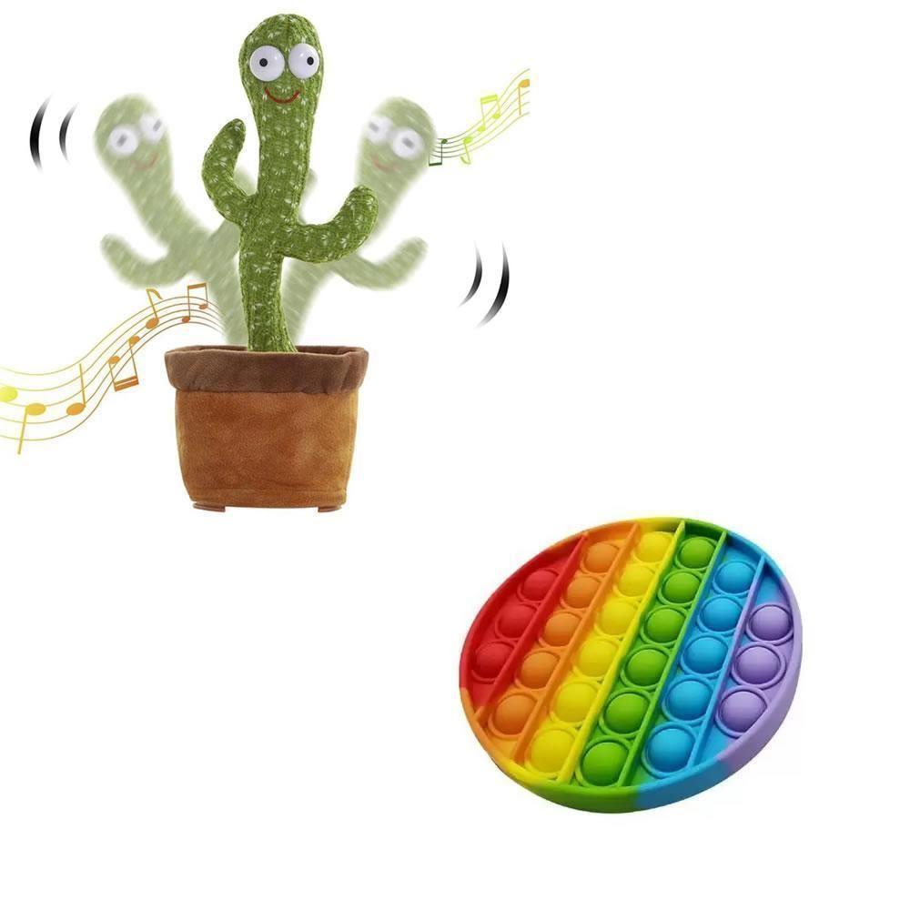 Cactos Pelúcia Dançante + Pop-It Fidget Toy Bolha Empurre - 9