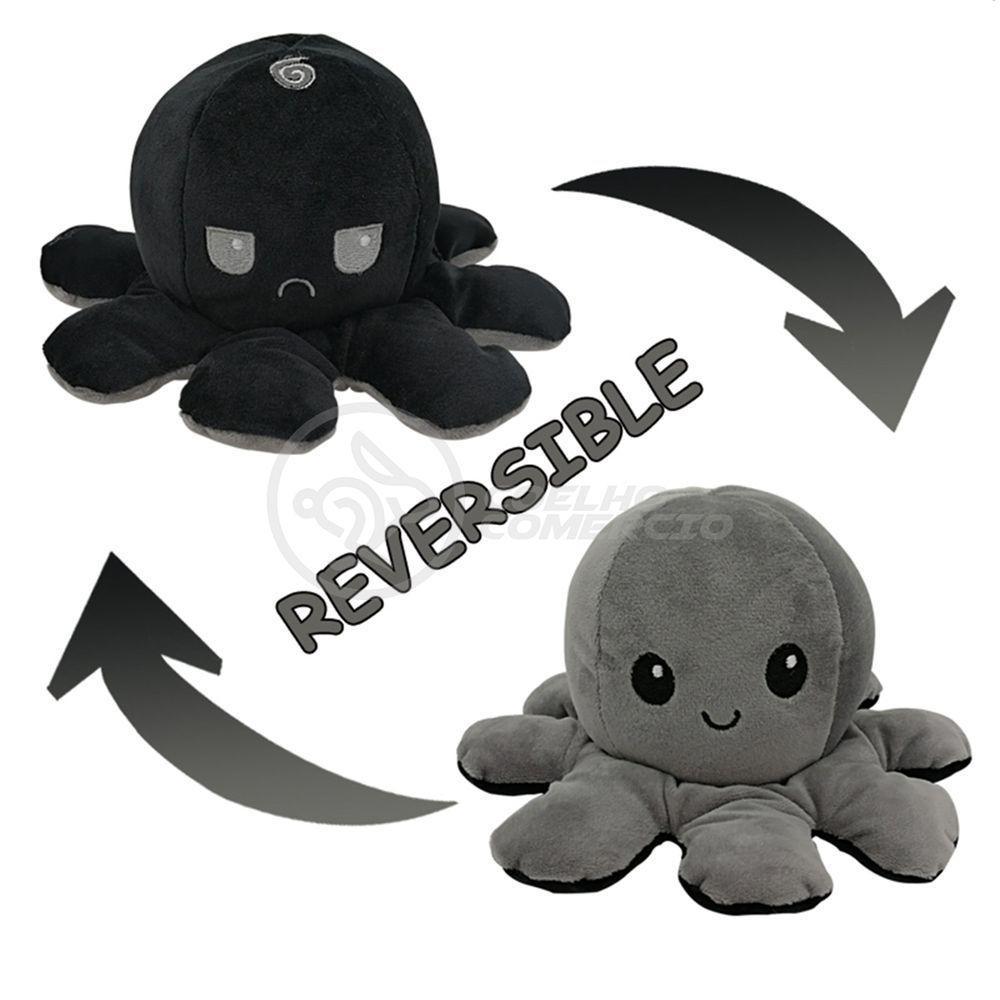 Polvo Reversível Feliz E Bravo 2 Em 1 Macio Preto E Cinza - 5