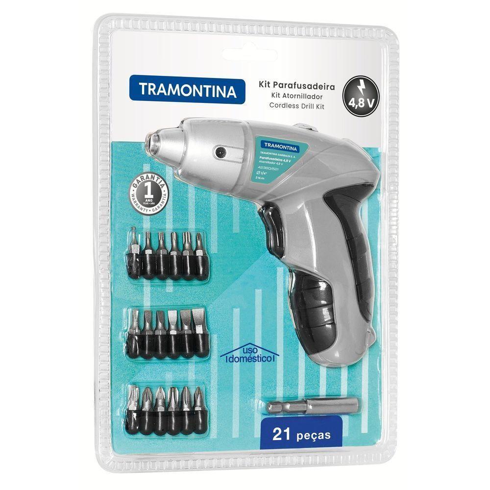 Parafusadeira 1/4" 21 Peças Tramontina Para Uso Doméstico A Bateria Ni-cd 4,8 V Tramontina - 2