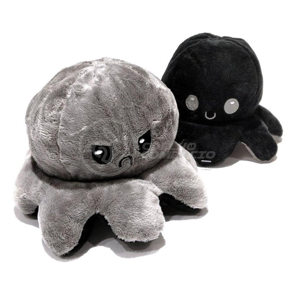 Polvo Reversível De Pelúcia 2 Em 1 Tiktok Preto E Cinza - 1