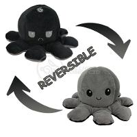 Polvo Reversível De Pelúcia 2 Em 1 Tiktok Preto E Cinza
