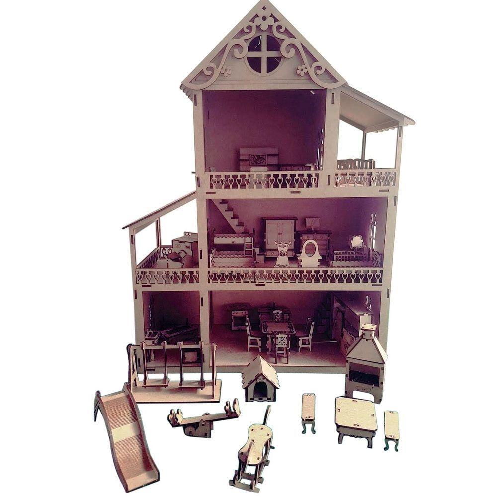 Casa Casinha Para Boneca Polly Lol - 60 Cm - Com Móveis - 1