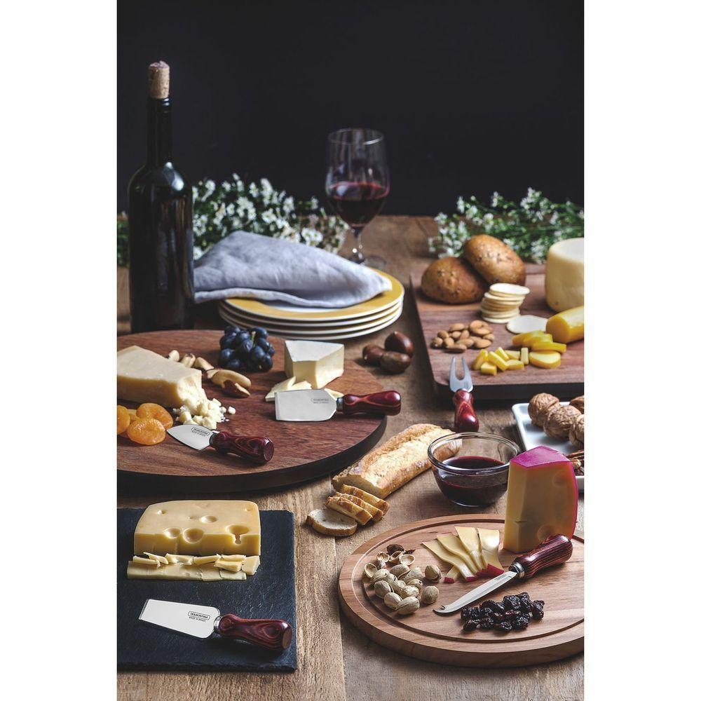 Jogo Para Queijo Tramontina Harmoniza Aço Inox Cabos De Madeira Polywood Vermelho 5 Peças Tramontina - 3