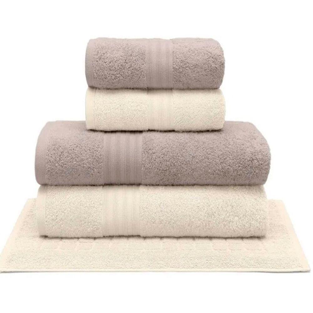 Jogo De Toalha Buettner 5 Peças Platine Bege E Marfim - 1