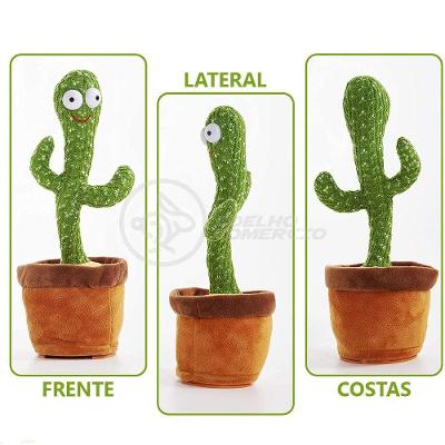 Brinquedo Cacto Dançante Pelúcia 120 Músicas Fala Repete Usb