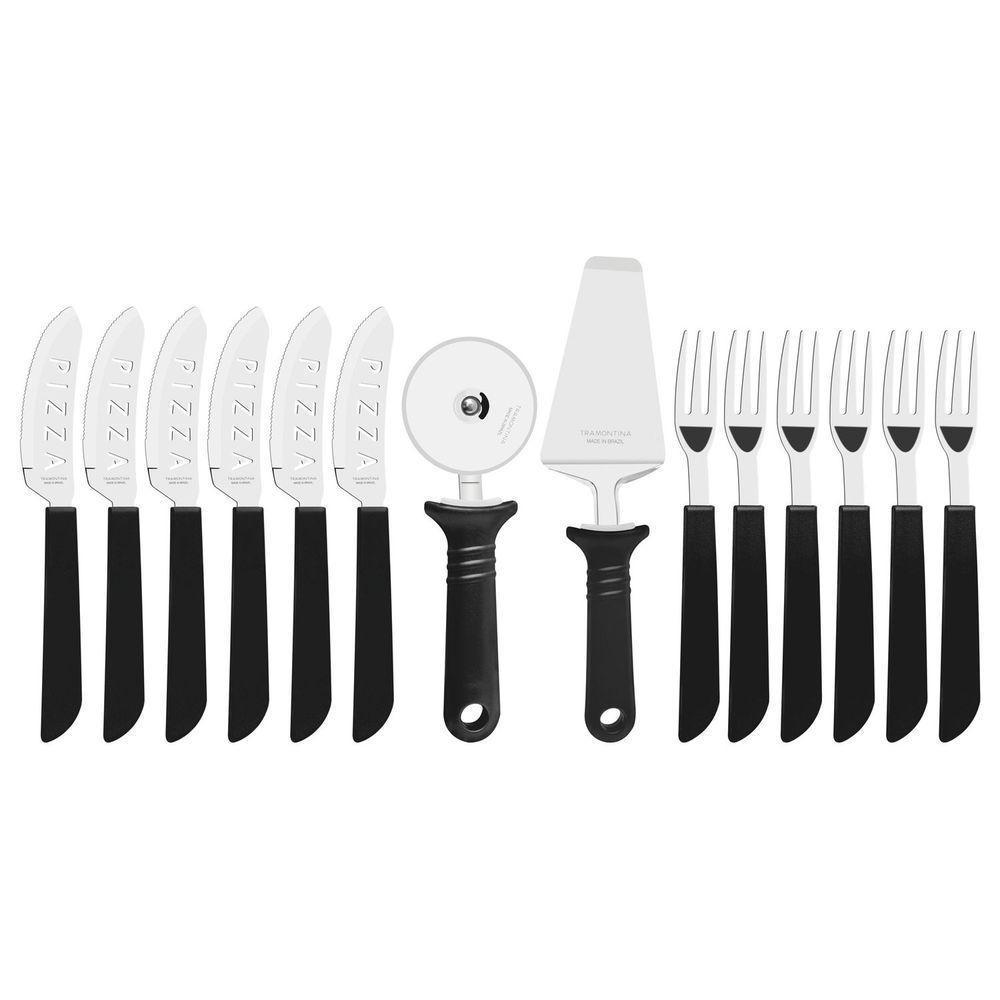 Kit Para Pizza Tramontina Com Lâminas Em Aço Inox E Cabos De Polipropileno Preto 14 Peças Tramontina - 1