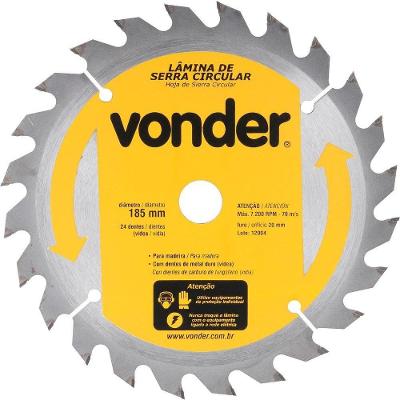 Lamina Serra Circular Vídea 185X20X2,6Mm 24 Dentes 7200 Rpm