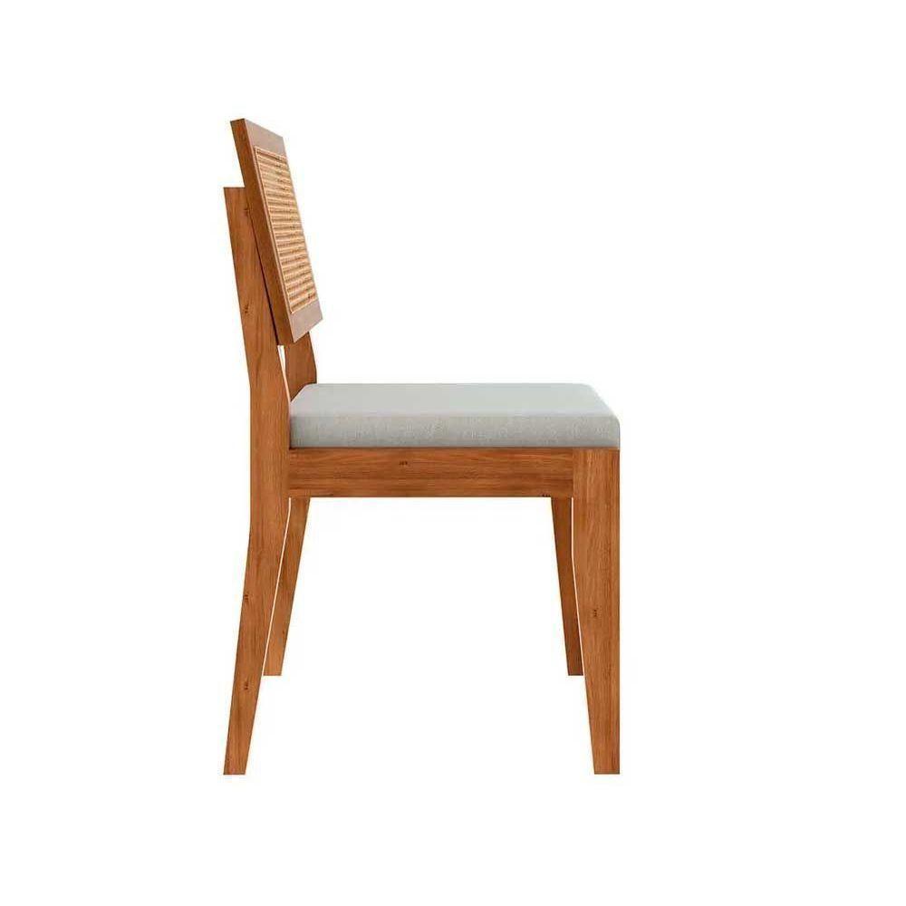 Mesa de Sala Jantar Donna c/ Tampo Madeirado c/ Vidro 120cm + 4 Cadeiras Rainha Natural - Nesher - 10