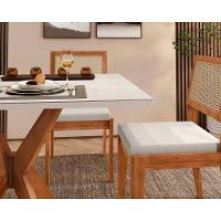 Mesa de Sala Jantar Donna c/ Tampo Madeirado c/ Vidro 120cm + 4 Cadeiras Rainha Natural - Nesher - 5