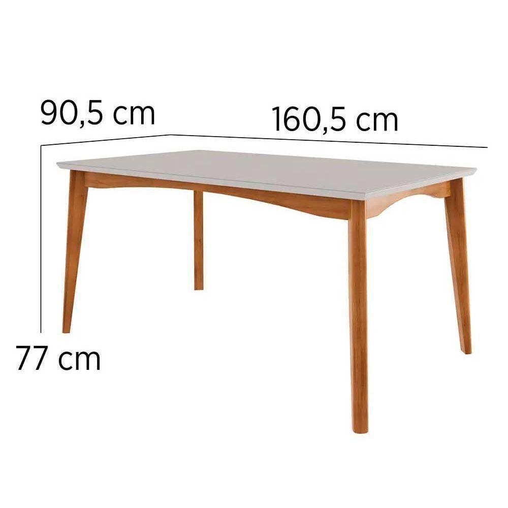 Mesa De Sala Jantar Monalisa C- Tampo Madeirado C- Vidro 160cm+ 6 Cadeiras Lady Natural - 7