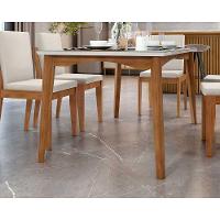 Mesa De Sala Jantar Monalisa C- Tampo Madeirado C- Vidro 160cm+ 6 Cadeiras Lady Natural