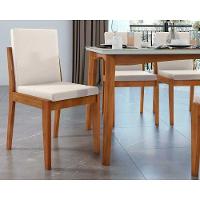 Mesa De Sala Jantar Monalisa C- Tampo Madeirado C- Vidro 160cm+ 6 Cadeiras Lady Natural - 6