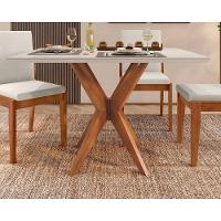 Mesa De Sala Jantar Donna C- Tampo Madeirado C- Vidro 120cm + Cadeiras Lady 4 Un Natural - 3