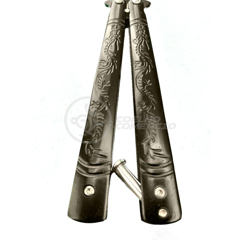 Knife Black Butterfly Preta Borboleta Dobrável De Aço - 4