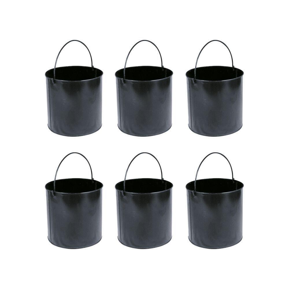 Kit Balde Metalico Com 6 Peças Multiuso Com Alça 12 Litros - Cor: Preto - 1