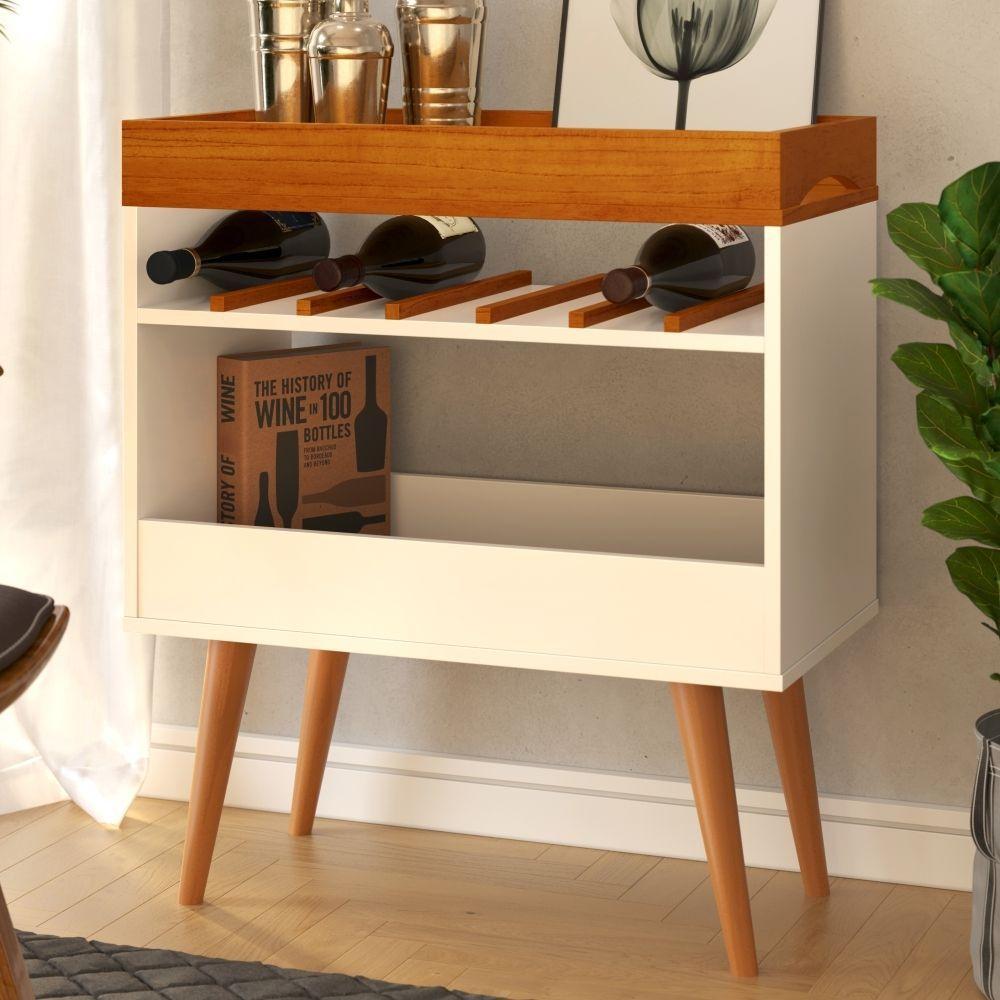 Bancada Café Bari Com Prateleira Off White Caramelo - 1