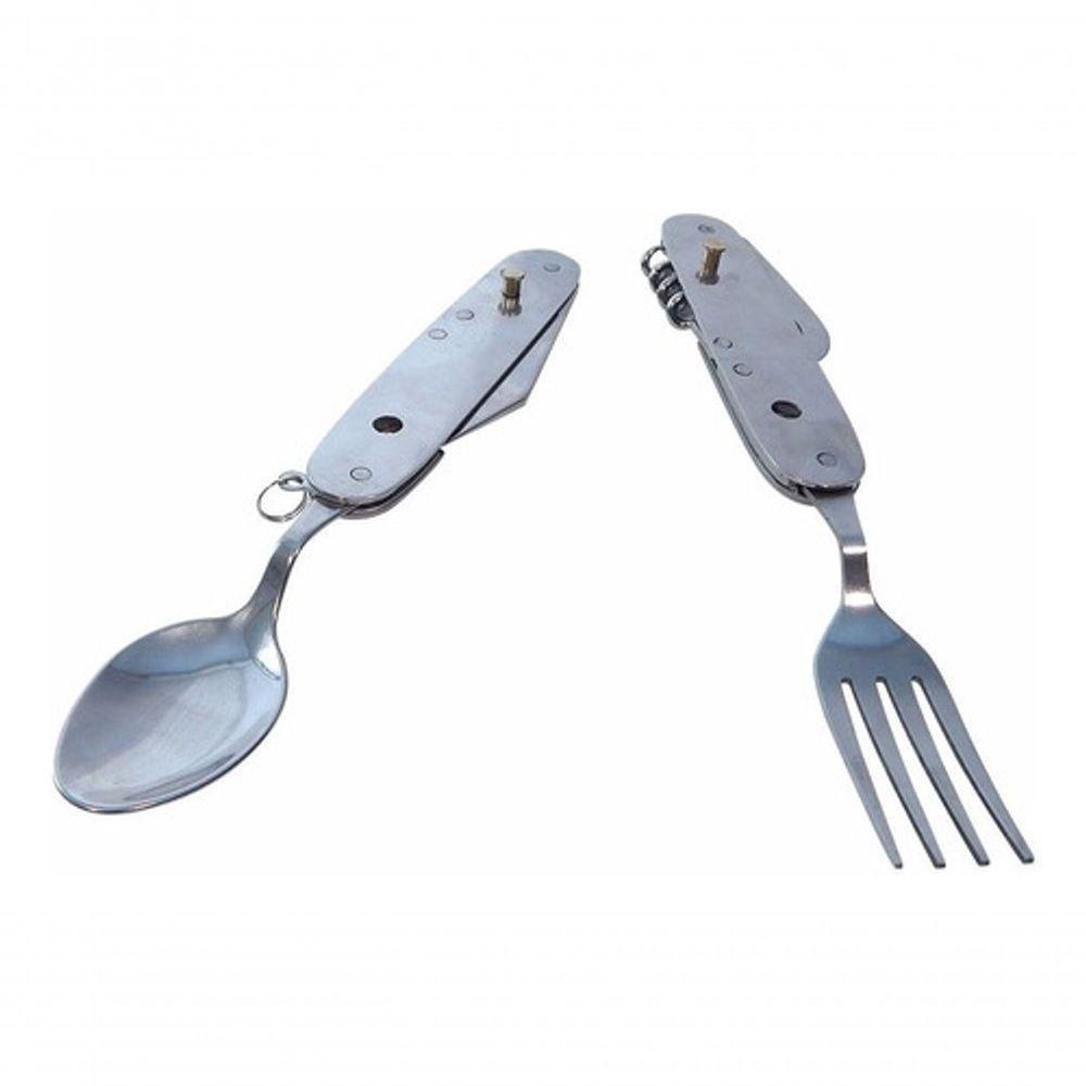 5 Kit Talher Com Garfo Colher Faca Canivete Trilha Camping - 2