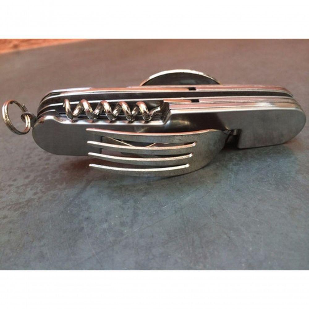 5 Kit Talher Com Garfo Colher Faca Canivete Trilha Camping - 3