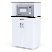 Bancada Micro-ondas Cassandra Branco Preto - 3