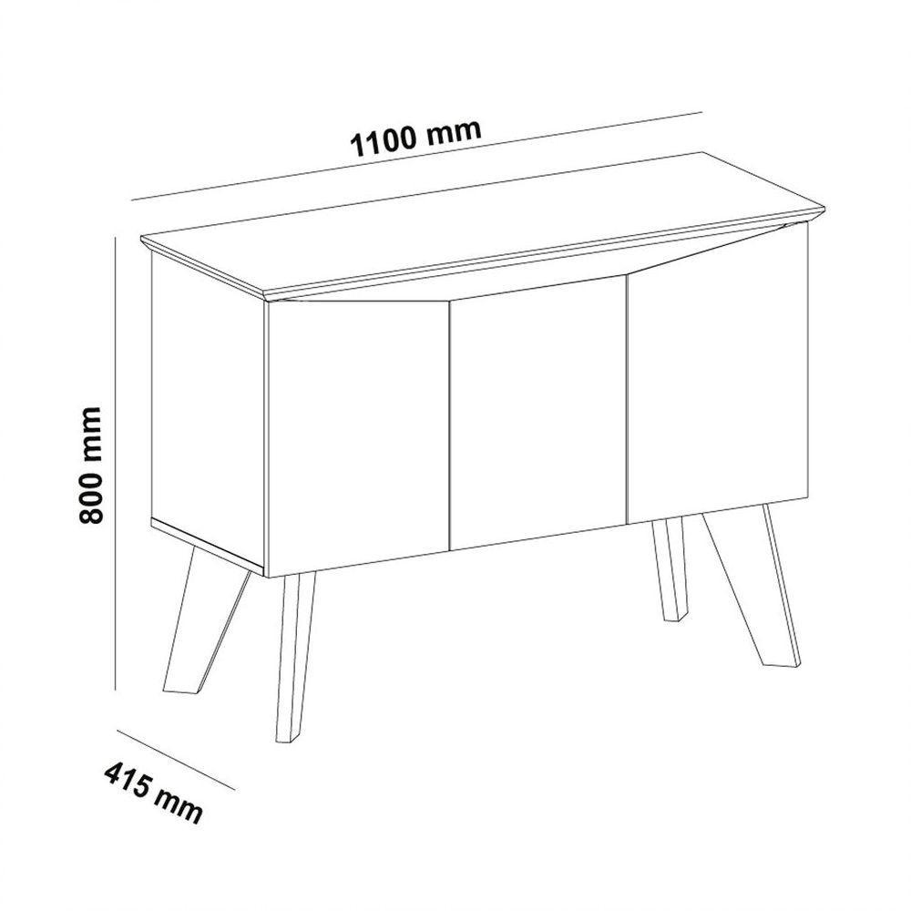 Bancada Buffet Carvalho Grafite 3 Portas Borda Invertida - 5