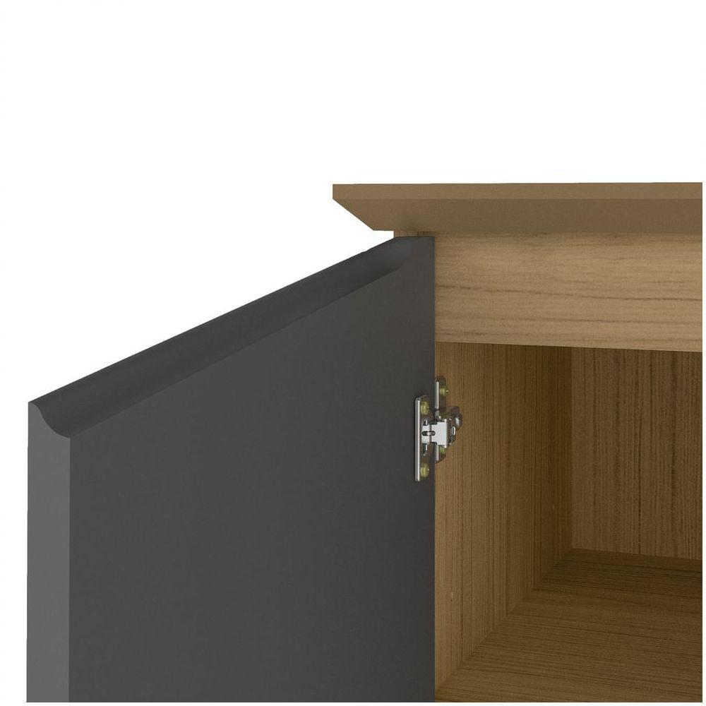 Bancada Buffet Carvalho Grafite 3 Portas Borda Invertida - 6