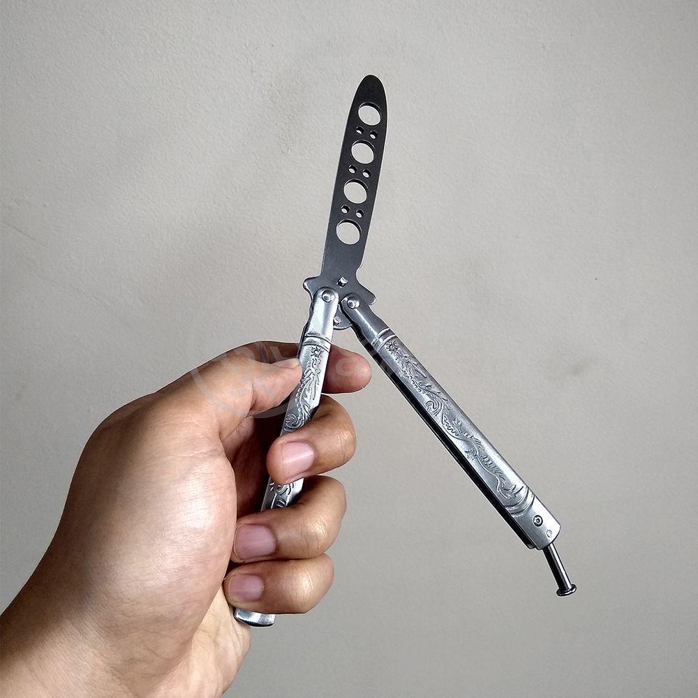 Knife Silver Butterfly Prata Borboleta Dobrável De Aço - 1