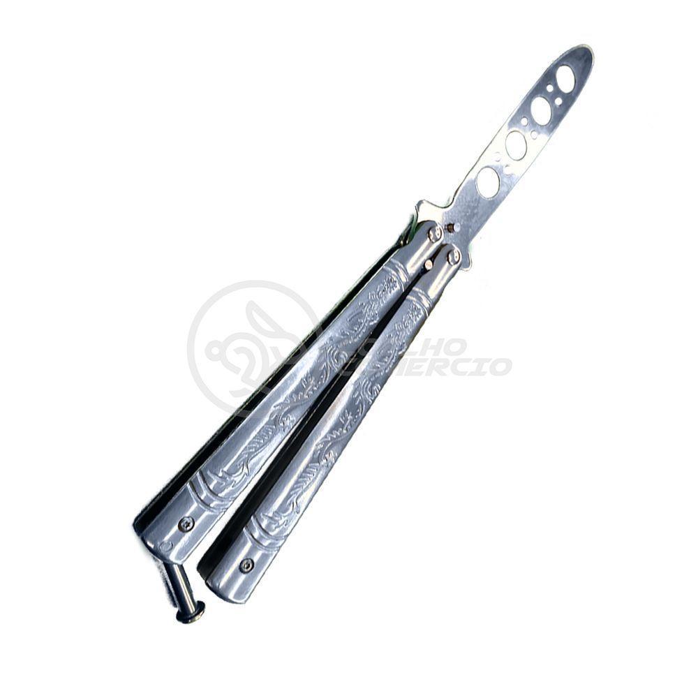 Knife Silver Butterfly Prata Borboleta Dobrável De Aço - 8