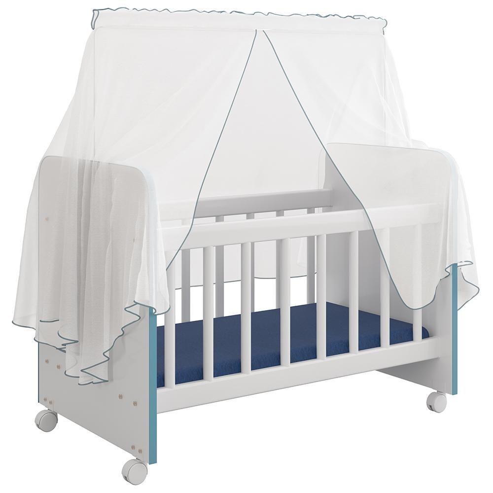 Kit 2 Berços Para Boneca Brinquedo Infantil Branco Azul - 7