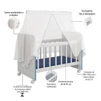 Kit 2 Berços Para Boneca Brinquedo Infantil Branco Azul - 6