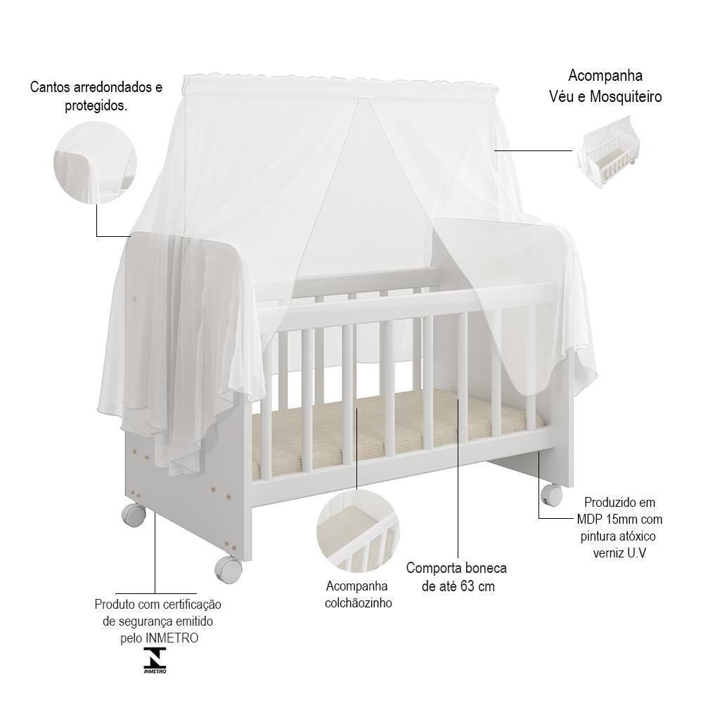 Kit 03 Berços Para Boneca Magia Brinquedo Infantil Branco - 6