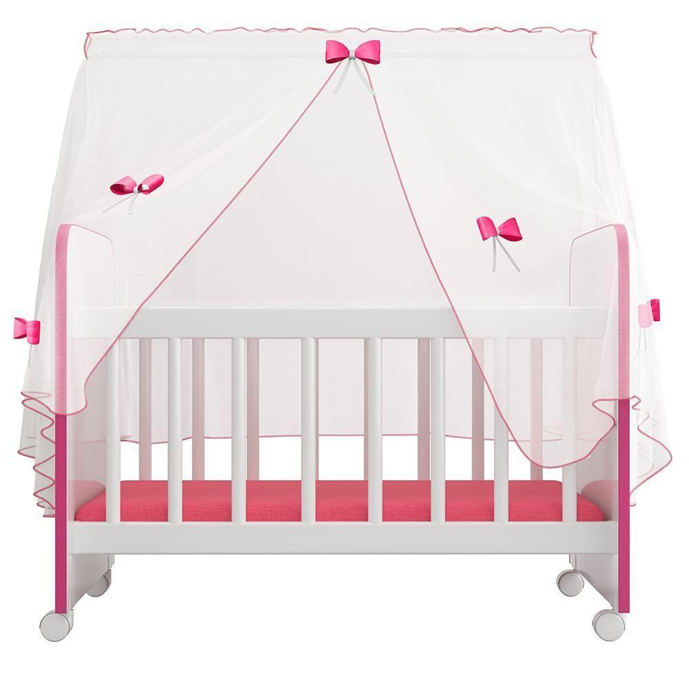 Kit 4 Berços Para Boneca Brinquedo Infantil Branco Rosa - 3