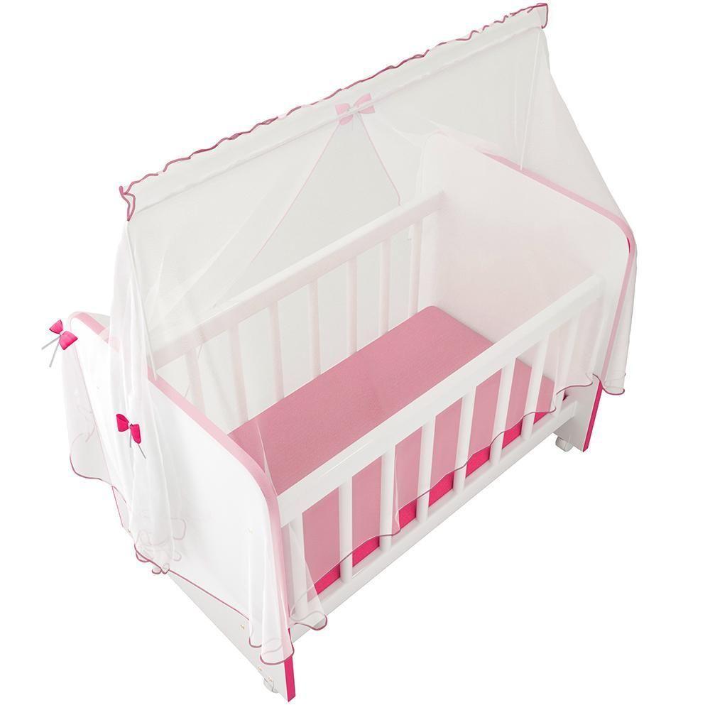 Kit 4 Berços Para Boneca Brinquedo Infantil Branco Rosa - 4