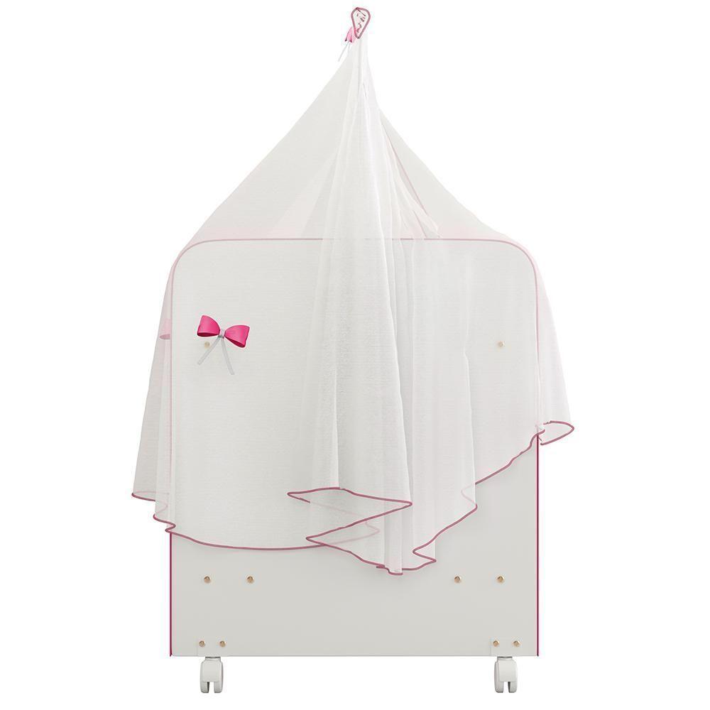 Kit 3 Berços Para Boneca Brinquedo Infantil Branco Rosa - 2