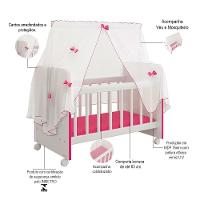 Kit 3 Berços Para Boneca Brinquedo Infantil Branco Rosa - 6