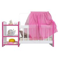 Kit 2 Berços Para Boneca Brinquedo Infantil Branco Rosa