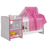 Kit 2 Berços Para Boneca Brinquedo Infantil Branco Rosa - 7