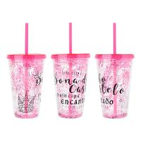 Copo De Plástico 450Ml Shine Teen Com Canudo - Art Brink - 1