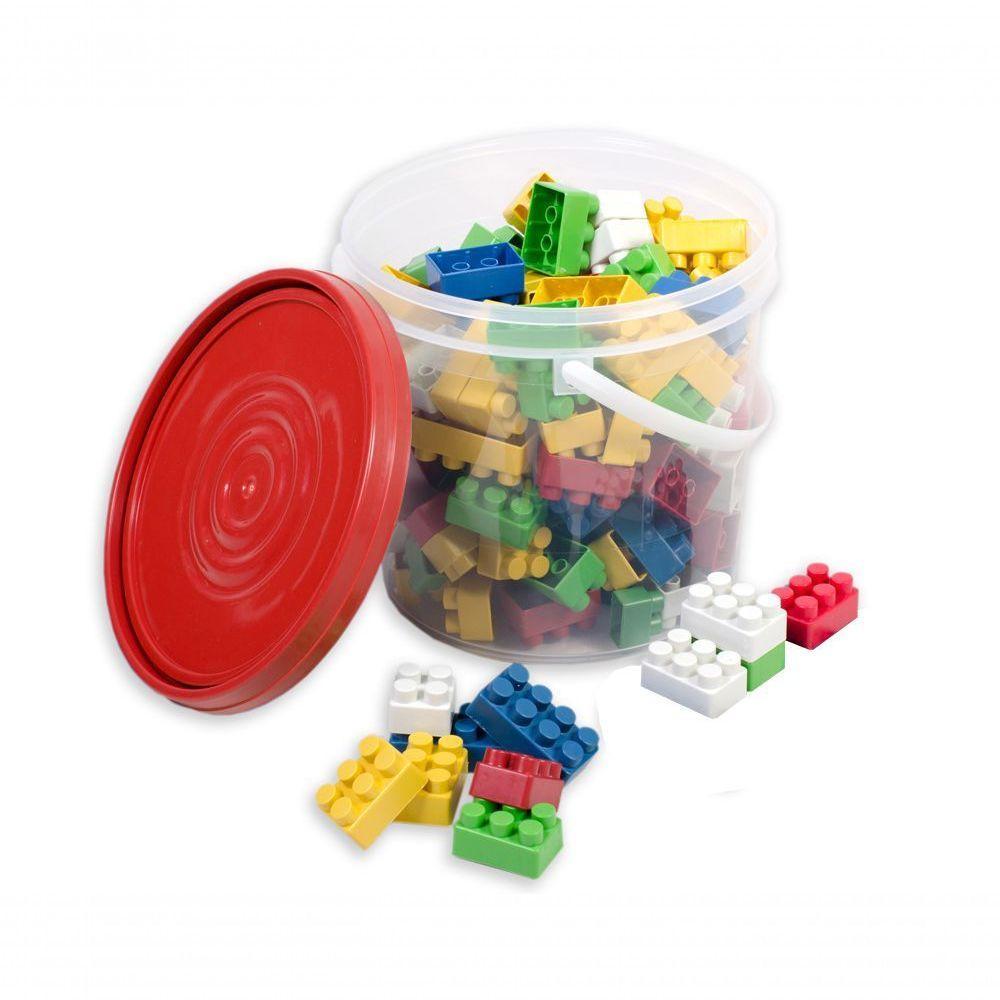 Balde com Blocos de Montar 128 Peças Tampa Vermelha - 1
