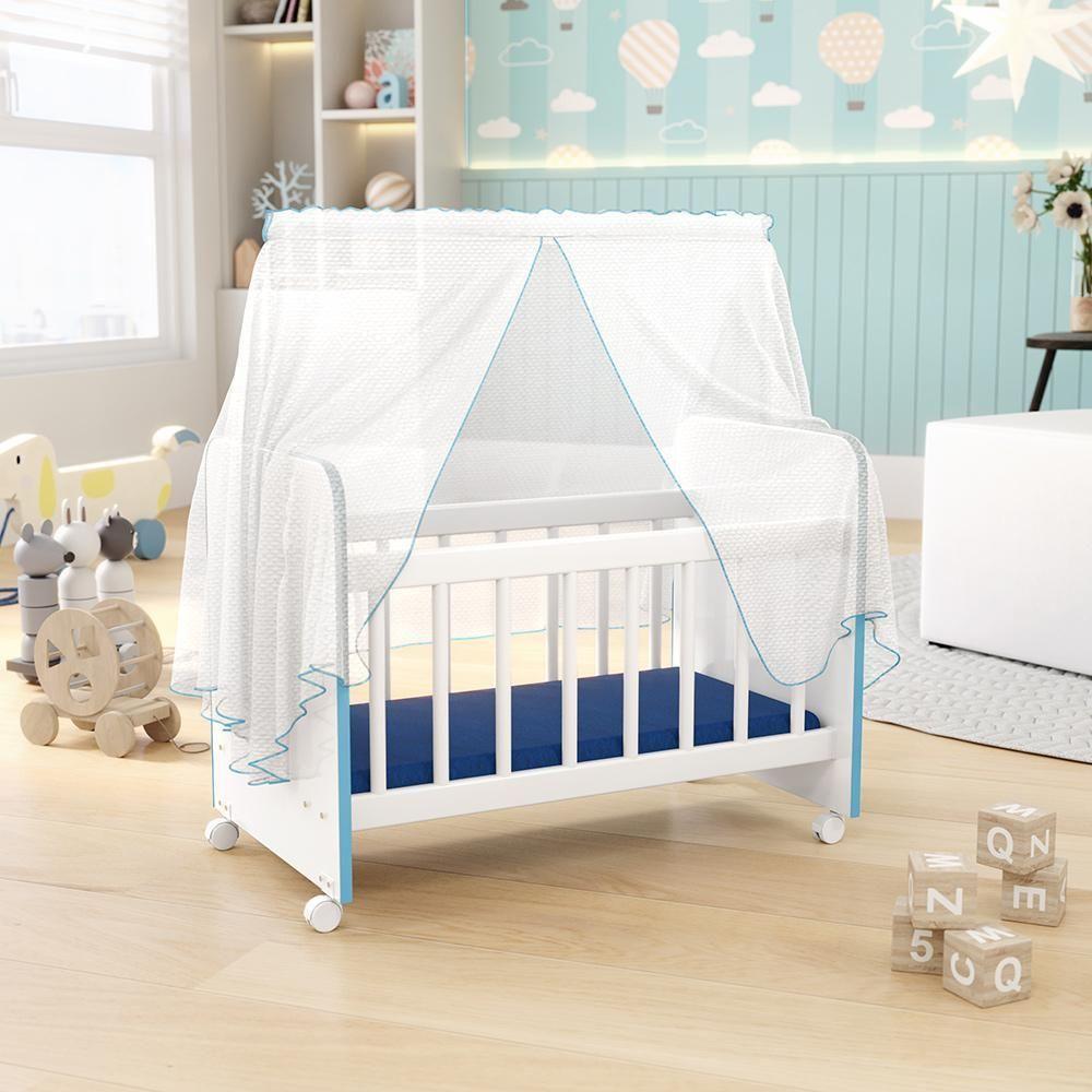 Kit 3 Berços Para Boneca Brinquedo Infantil Branco Azul - 8