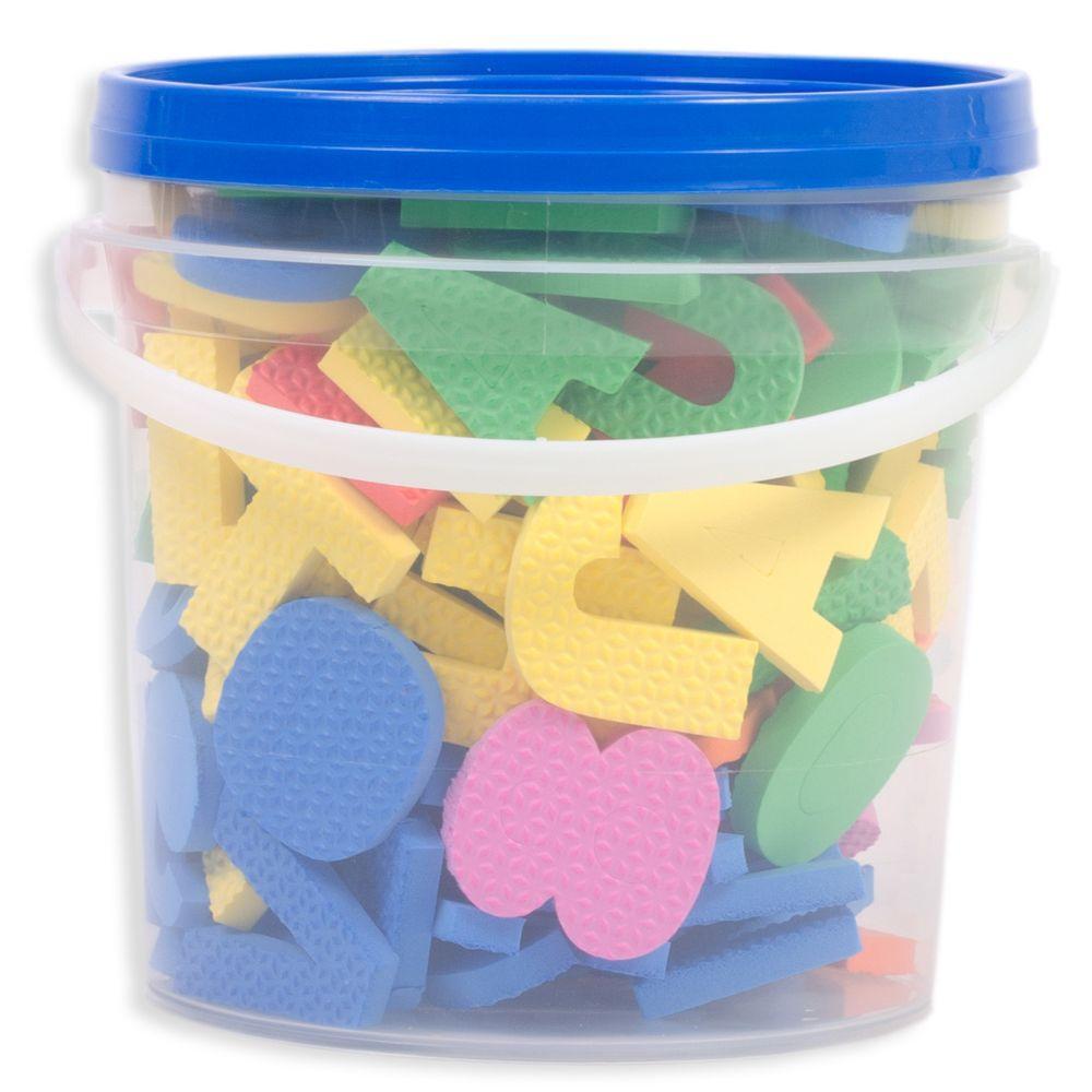 Balde Com 152 Letras Números E Sinais Em Eva Tampa Azul - 1