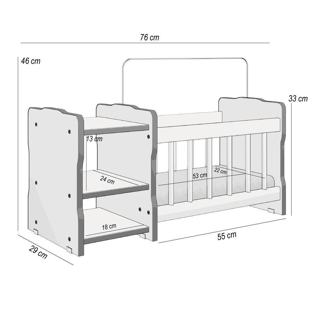 Kit 2 Berços Para Boneca Cristal Brinquedo Infantil Branco - 5