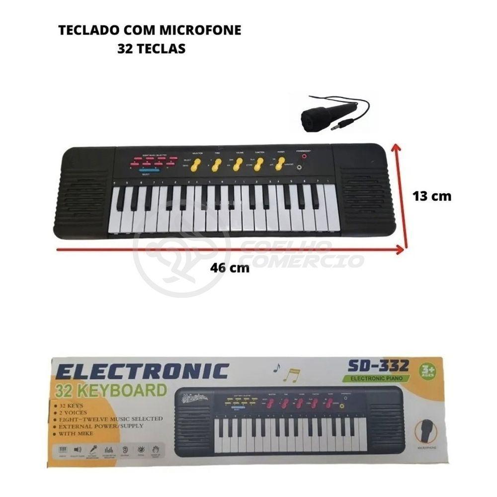 Mini Teclado Infantil32 TeclasKaraokê E Microfone A Pilha - 3