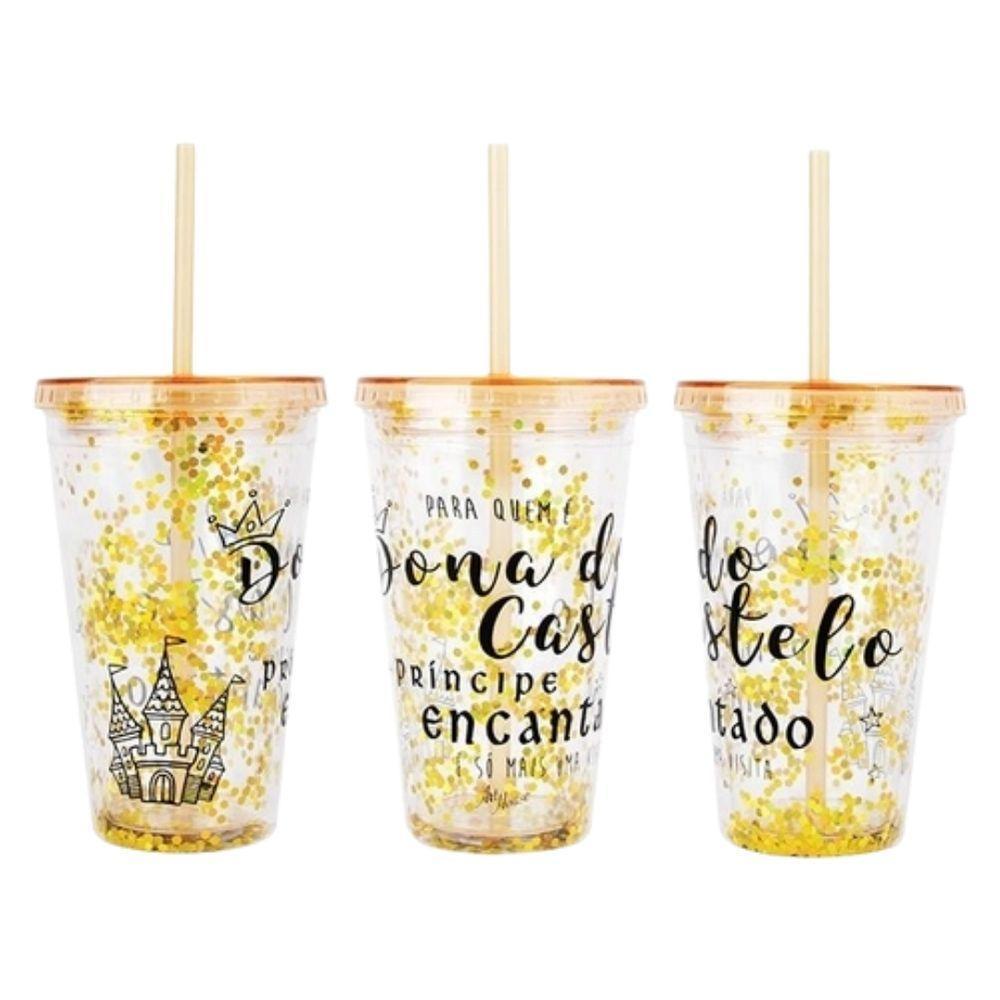 Copo De Plástico 450Ml Shine Teen Com Canudo - Art Brink - 1