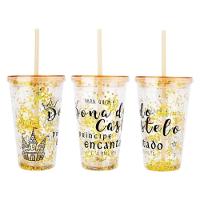 Copo De Plástico 450Ml Shine Teen Com Canudo - Art Brink - 1